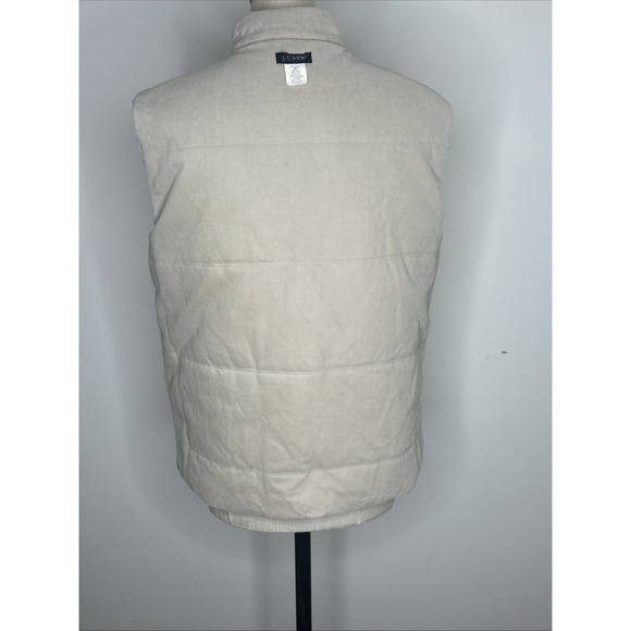 Vintage J. Crew Puffer Vest Women's Medium‎ Red/ Beige Reversible Y2K Full Zip - Picture 9 of 15